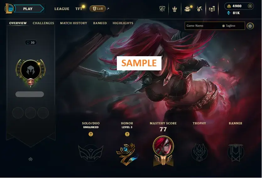 EUW Ranked Ready ✅ Handmade ✨LVL 30 Fresh Smurf 🔓 Unverified Email 💎 4900 RP ⸱ 85K+ BE ⸱ 14 Epic Skins