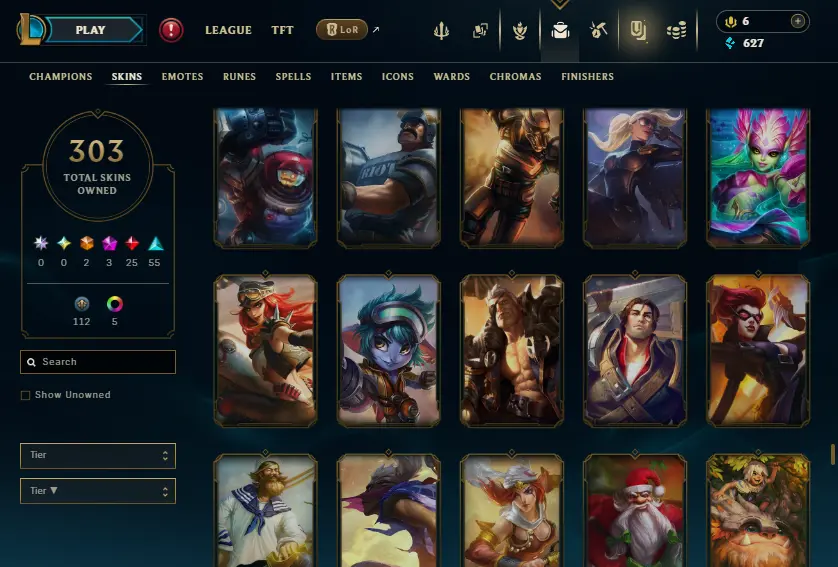 [ EUW ] ⸱ 118 LVL ⸱ UNRANK ⸱ 303 SKINS ⸱ 150 CHAMP [ 465 BE ⸱ 10 RP ] ⸱ FULL ACCESS
